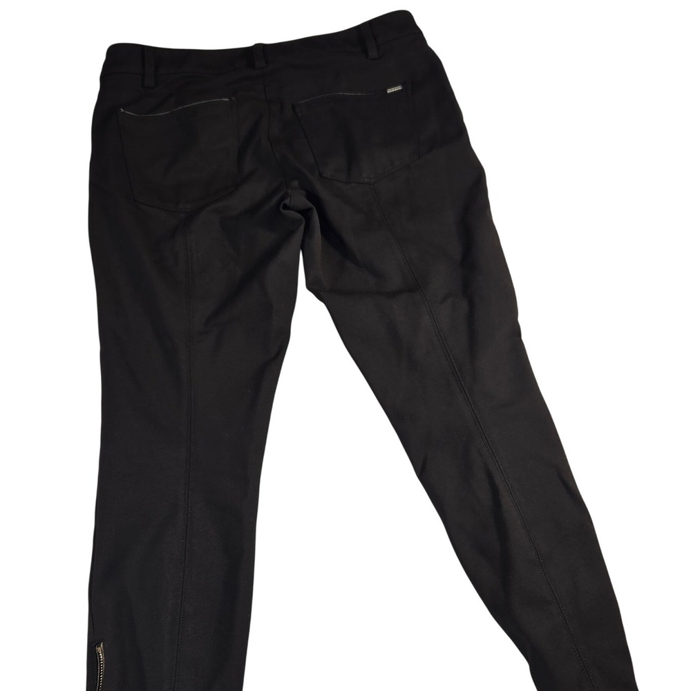 White House Black Market The Skimmer Black Ankle Pants Gold Zip Hem Size 10